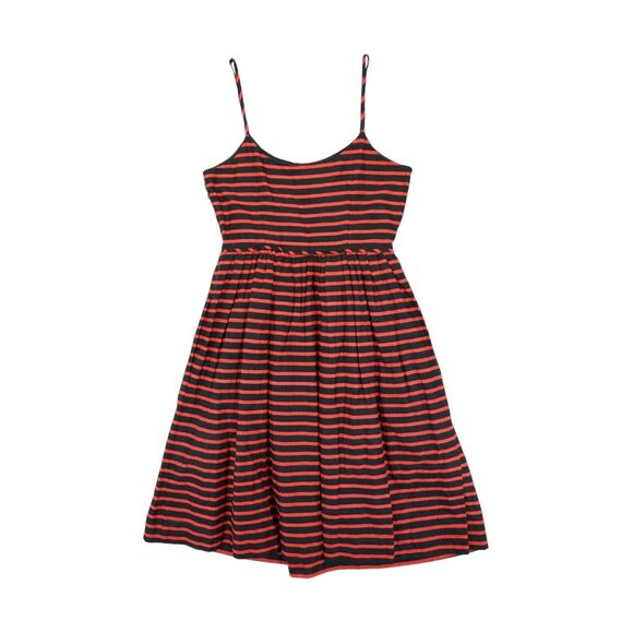 J Crew Dress Red Derby Striped Linen Cocktail Size 2 Linen blend Fit and Flare - Picture 2 of 6